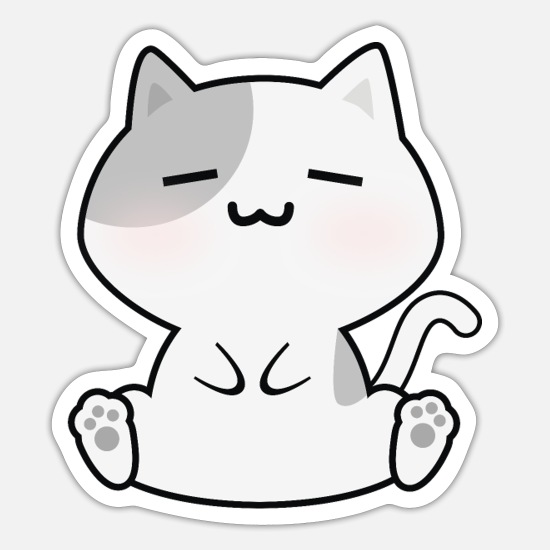 Relaxed White Cat Cartoon' Sticker | Spreadshirt