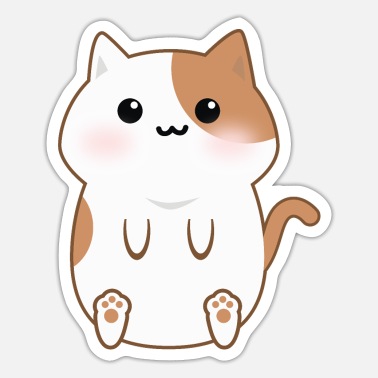 White Brown Sitting Cat Cartoon' Sticker | Spreadshirt