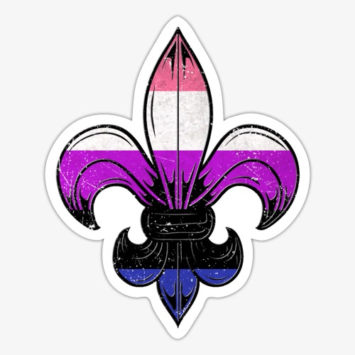 Genderfluid Pride Flag Fleur de Lis TShirt - Sticker