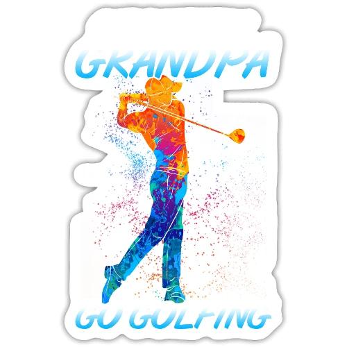 Best Grandpa Golf Gift - Colorful Watercolor Tee - Sticker