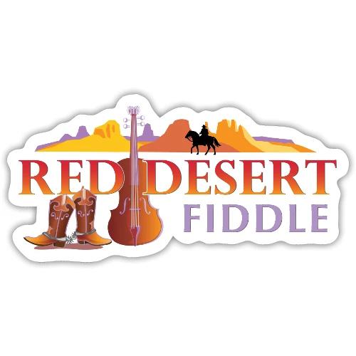 Red Desert Fiddle, Red Text Cut-Out. - Sticker