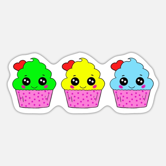 colorful happy smiling cupcakes cartoon' Sticker | Spreadshirt