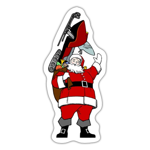 Snowmobile Present Santa - Sticker
