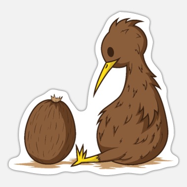 Kiwi bird looking wondered on a Kiwi fruit' Sticker | Spreadshirt