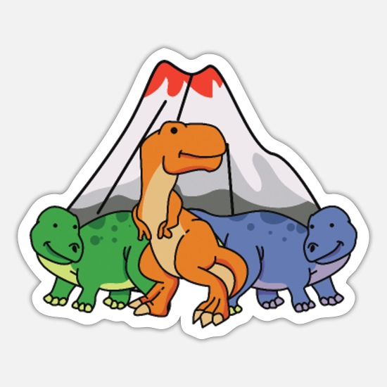Cute Dinosaur Family Vulcano Kids' Sticker | Spreadshirt