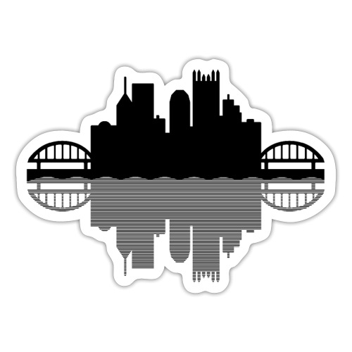 Pittsburgh Skyline Reflection (Black) - Sticker