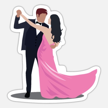 Dancing Silhouette Couple Dancers Romantic Dance' Sticker | Spreadshirt
