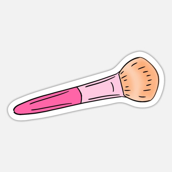 Cute pink make-up powder blush brush cartoon' Sticker | Spreadshirt