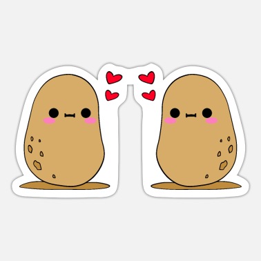 Cute funny Kawaii little potatoes in love cartoon.' Sticker | Spreadshirt