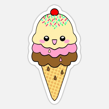 Happy cute sweet Kawaii yummy baby ice cream cone' Sticker | Spreadshirt