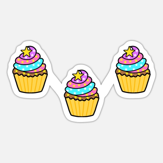 Cute pretty colorful sweet yummy cupcakes cartoon' Sticker | Spreadshirt