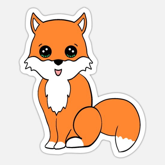 Cute funny happy little Kawaii baby fox cartoon.' Sticker | Spreadshirt