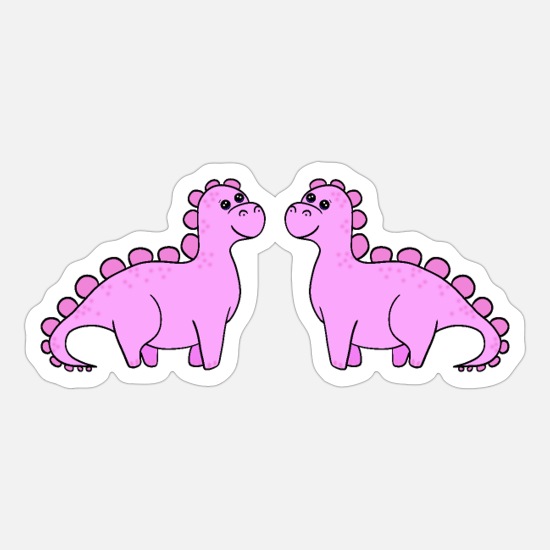 Cute little sweet pink Kawaii dinosaurs cartoon.' Sticker | Spreadshirt