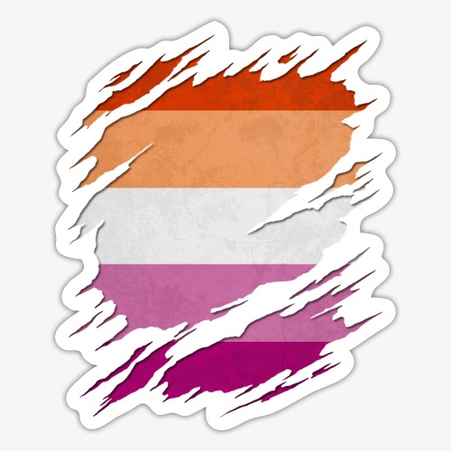 Lesbian Pride Flag Ripped Reveal - Sticker