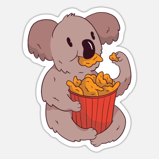 koala eating chicken wings' Sticker | Spreadshirt