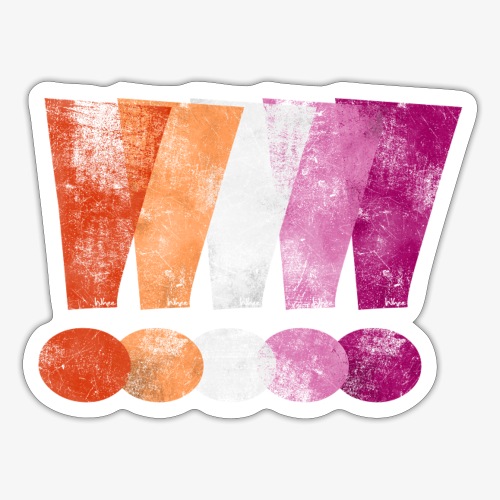 Distressed Lesbian Pride Graphic Exclamation - Sticker