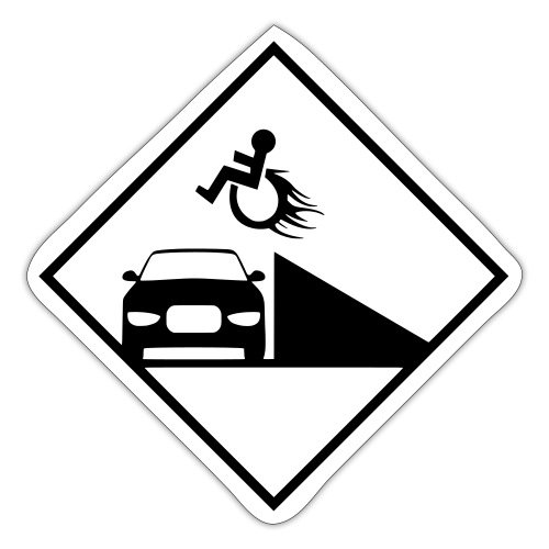 Daredevil in a wheelchair jumps over car - Sticker