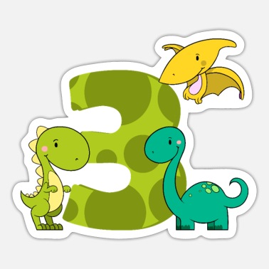 3 year old boy dinosaurs 3rd birthday' Sticker | Spreadshirt