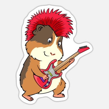 Funny guinea pig punk rock guitar music Design' Sticker | Spreadshirt