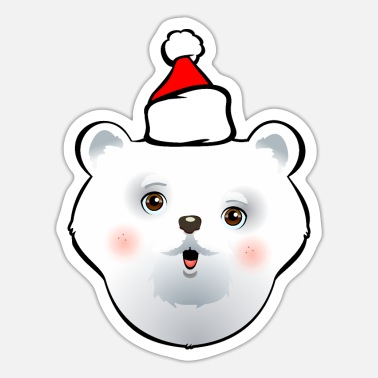 Cute Polar Bear With Xmas Hat Cartoon' Sticker | Spreadshirt