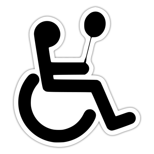 Image of wheelchair user with balloon # - Sticker