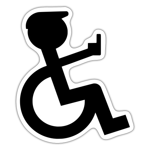 wheelchair user holding up the middle finger # - Sticker