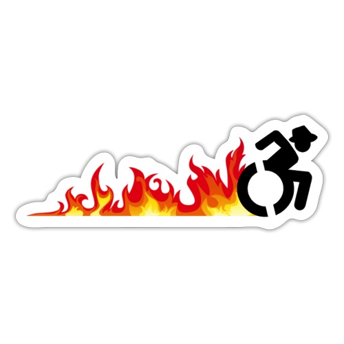 Fast wheelchair user with flames # - Sticker