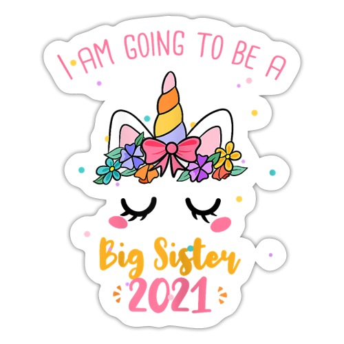 Big Sister 2021 Cute Unicorn Face Gift Sisters - Sticker