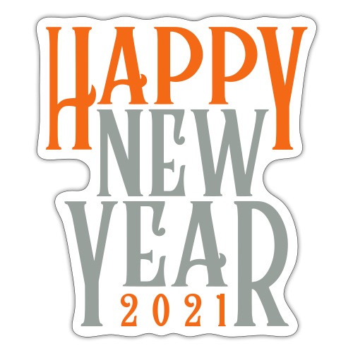 2021HAPPY NEW YEAR! in Metallic Gold & Silver - Sticker