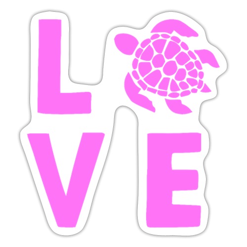 Pink Turtle Love Sticker or Mug - Sticker