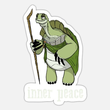 inner peace old turtle walking stick cartoon cool' Sticker | Spreadshirt