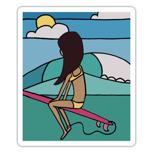 Surfer girl waiting wave creation - Sticker