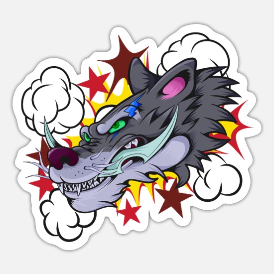 Dope wolf Gang mean face illustration' Sticker | Spreadshirt