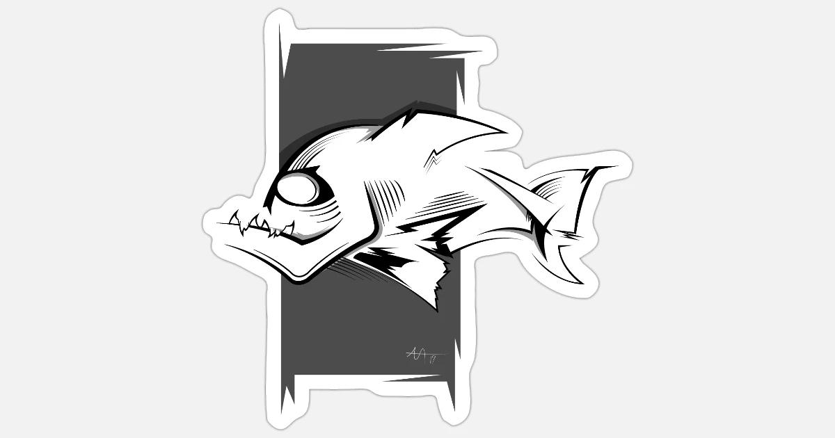 piranha skeleton drawing