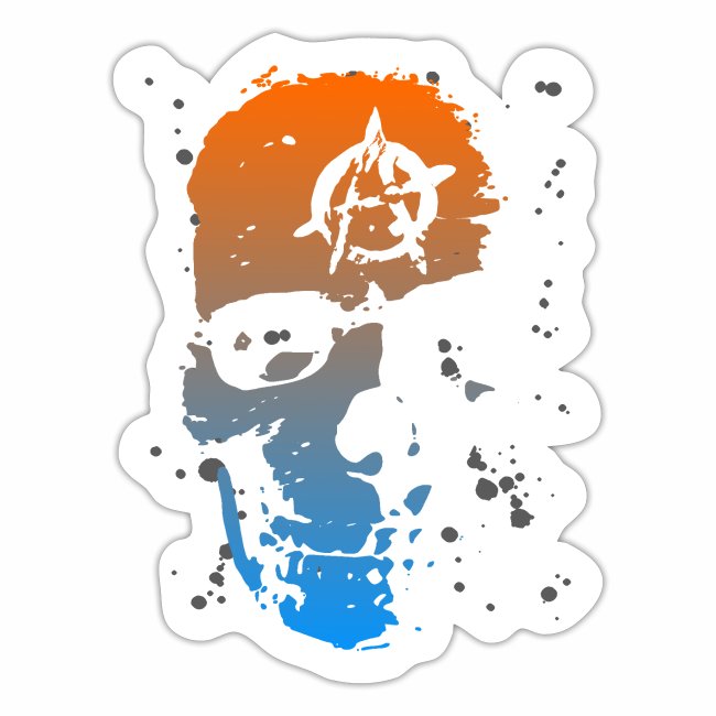 Anarchy Skull blue orange Grunge Splatter Dots