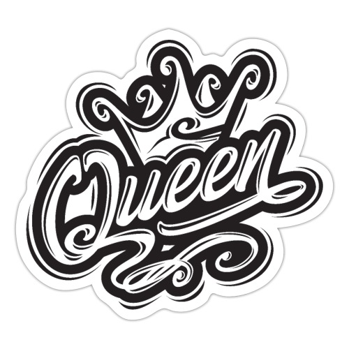 Queen With Crown, Typography Design - Sticker