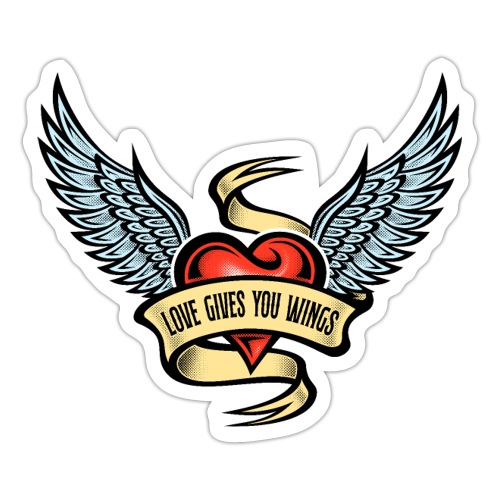 Love Gives You Wings, Heart With Wings - Sticker