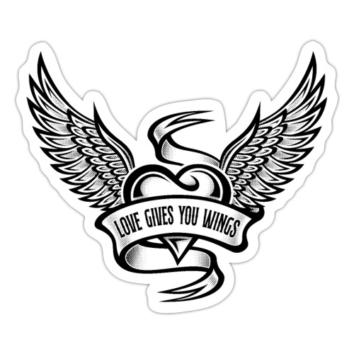 Love Gives You Wings, Heart With Wings - Sticker