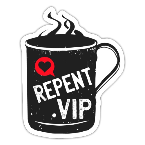 Repent in Black with Red Heart - Sticker