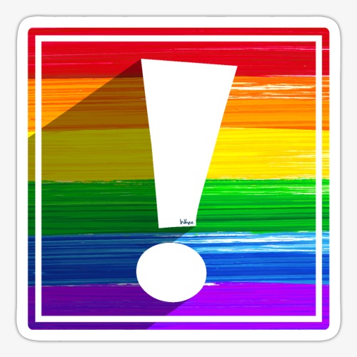 LGBTQ Pride Flag Exclamation Point Shadow - Sticker