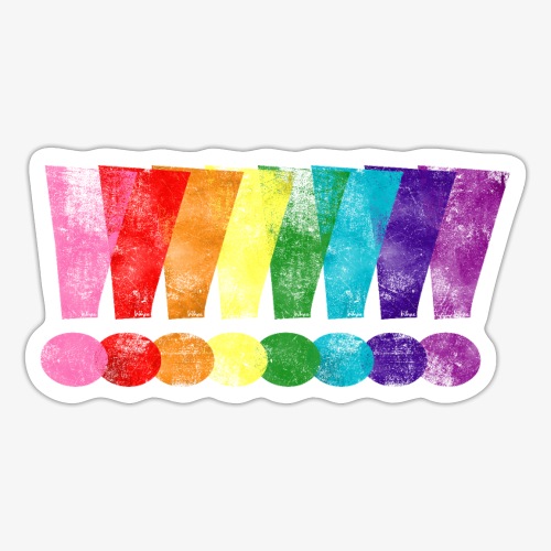 Distressed Gilbert Baker LGBT Pride Exclamation - Sticker