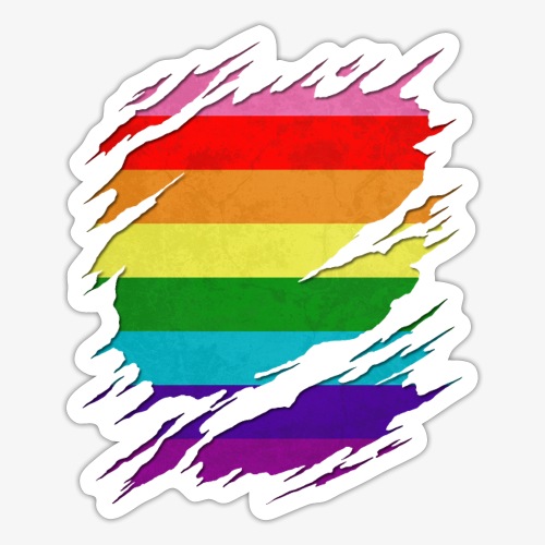 Original Gilbert Baker LGBT Gay Pride Flag Ripped - Sticker