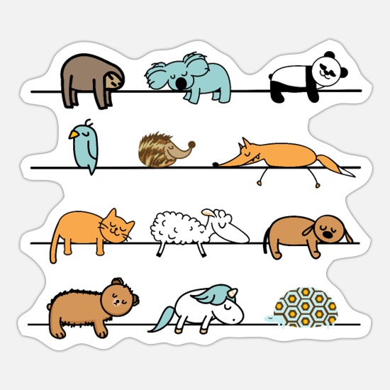 Funny lazy animals are sleeping' Sticker | Spreadshirt
