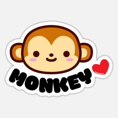 Kawaii Monkey Head' Sticker | Spreadshirt