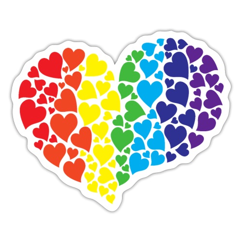 Diversity Hearts Rainbow Heart One Human Family - Sticker