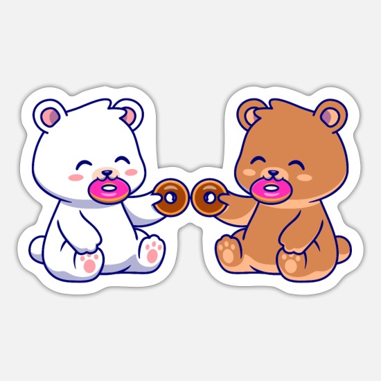 Milk Mocha Bears eating donuts together' Sticker
