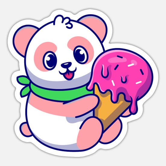Milk and Mocha Bears | milk bear eating ice cream' Sticker | Spreadshirt