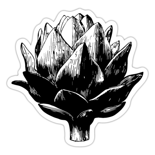 Big Artichoke Illustration - Black Ink, White Fill - Sticker
