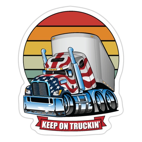 USA Patriotic Keep on Truckin Semi Truck - Sticker