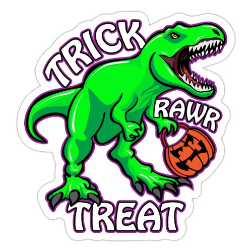 Trick Rawr Treat T Rex Dinosaur Halloween Cartoon - Sticker